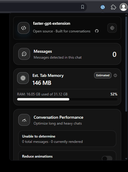 FasterGPT theme switcher cycling through Dark, Atom, Sky, and Ocean
